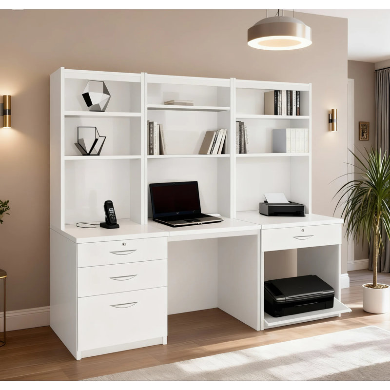 Ebern Designs Brely 6 Piece Rectangular Computer Desk Office Set ...